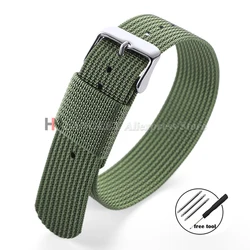 Ribbed Nylon Army Military Watch Band Bracelet - 22mm (Green)