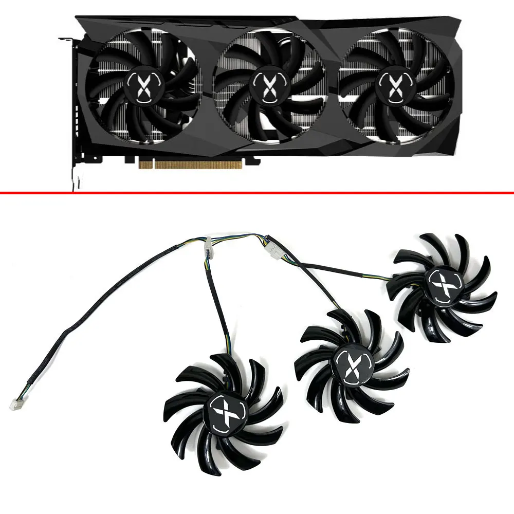 Nuovo 3Pcs 85Mm 4Pin 0.45A Fdc10H12S9-C Radeon Rx 6700 Xt Ventola Gpu Per Xfx Speedster Swft 309 Radeon Rx 6700 Xt 12Go Ventole Di Raffreddamento