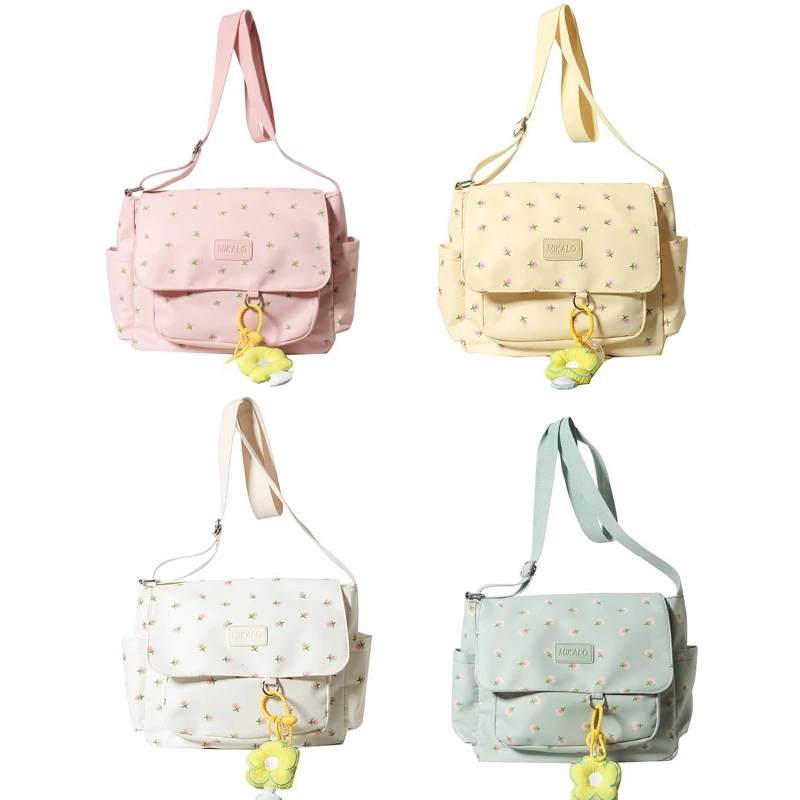 Women Shoulder Bag Flower Crossbody Bag Student School Bag Canvas Bag E74B