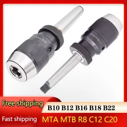 Keyless Drill Chuck B10 B12 B16 B18 tapper chuck Self Tightening tool  MT2 MT3 MT4 R8 C12for drilling machine