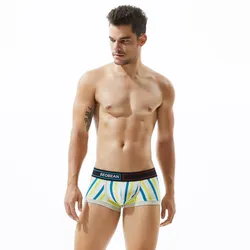Men's Striped Slim Fit Breathable Underwear - M (Yellow)