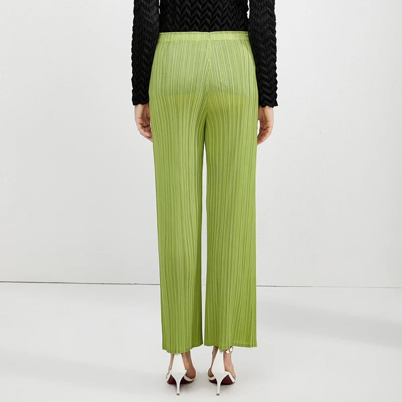 Miyake Women's Casual Elegant Designer Streetwear Loose Plus Size Straight Pleated Pants Trousers Spring Summer Autumn New 5