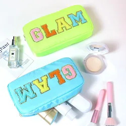 Nylon Waterproof Cosmetic Bag Pouch Letter Zipper Makeup Bags Organizer Wash Toiletries Organizer Beauty Cases Travel Accessorie