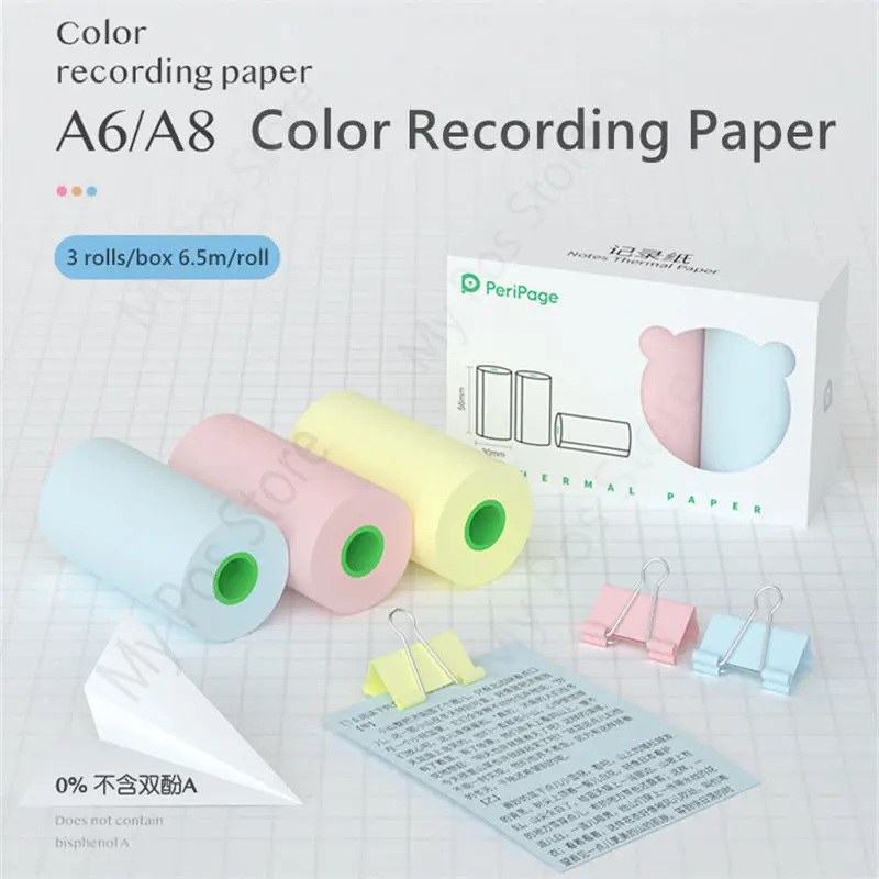 Peripage A6 Self-Adhesive Thermal Paper Sticker color Label Paper transparent Photo Paper Print for Poooli Papeang Photo Printer