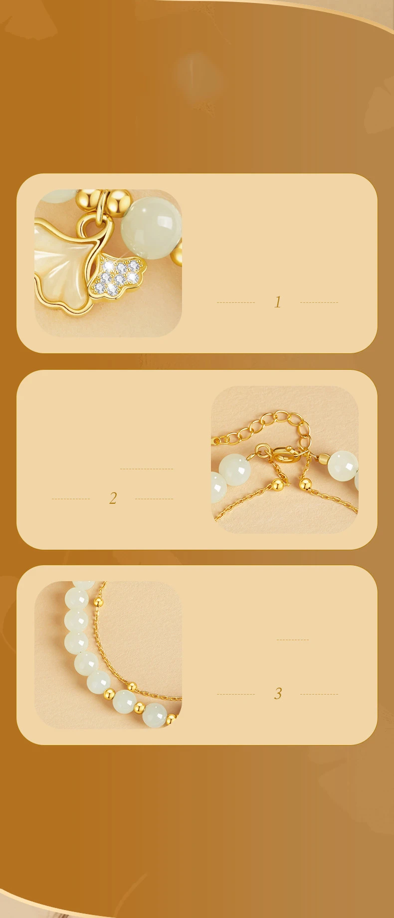 Hetian Jade Ginkgo Doppelschicht-Armband, eleganter, luxuriöser, handgefertigter Schmuck für Frauen, Premium-Geschenkauswahl, S925-Sterlingsilber – Detail 6