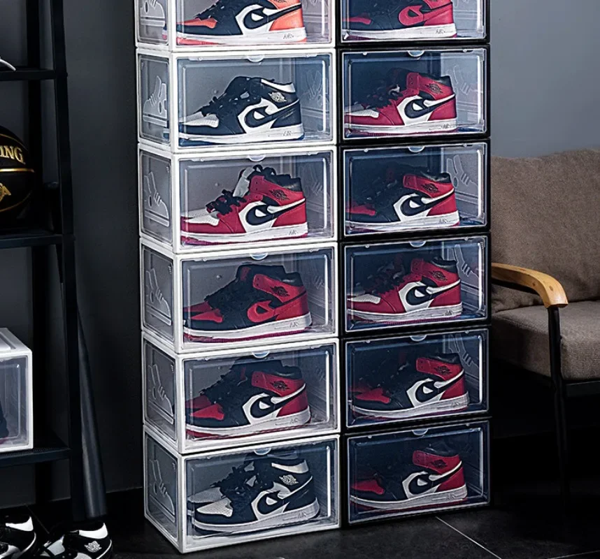Description Picture 3 of itemSneaker Box Transparent Plastic Shoes Case Stackable Cabinet Storage Box Thickened High-top Dustproof Drawer Shoes Organizers