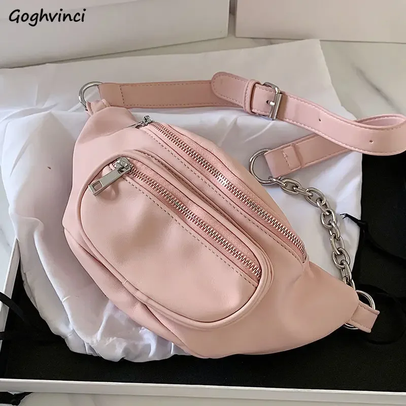Однотонные Поясные Сумки из искусственной кожи
