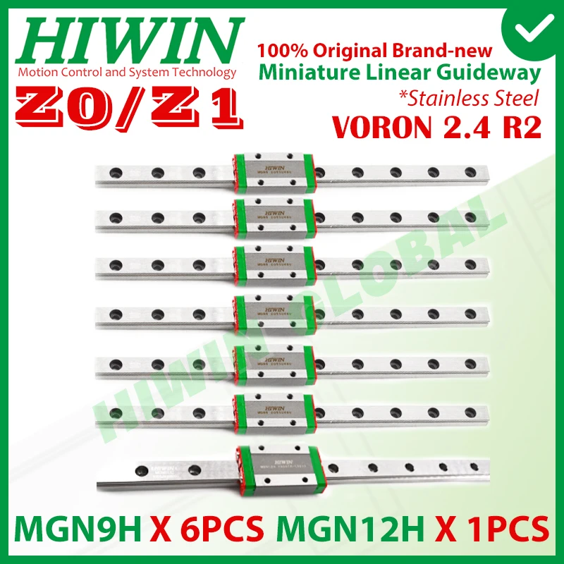 HIWIN Voron 2.4 R2 ราง 6PCS MGN9H 1PCS MGN12H Voron 2 4 R2 Linear Rail ชุด Z0 Z1 250 มม.300 มม.350 มม.สร้างสแตนเลสใหม่ 1
