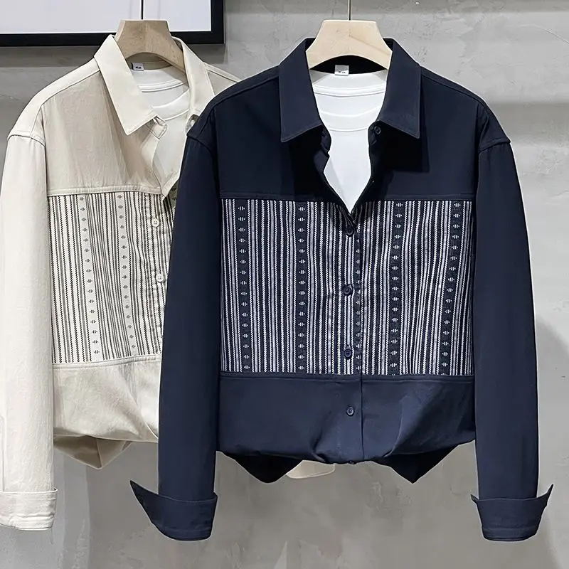 Spring Autumn New Turn-down Collar Fashion Long Sleeve Shirt Women High Street Casual Loose Printing Button Cardigan Y2K Tops