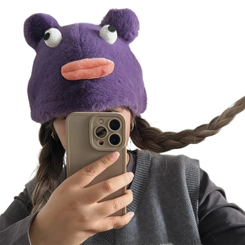사랑스러운 플러시 곰 모자 방풍 따뜻한 해골 모자 풀오버 비니 여성 재미 있은 모자