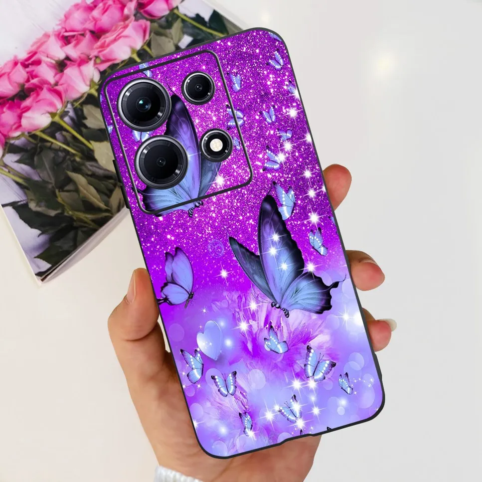 Fashion Cute Flowers Luxury Black Phone Case Back Cover
