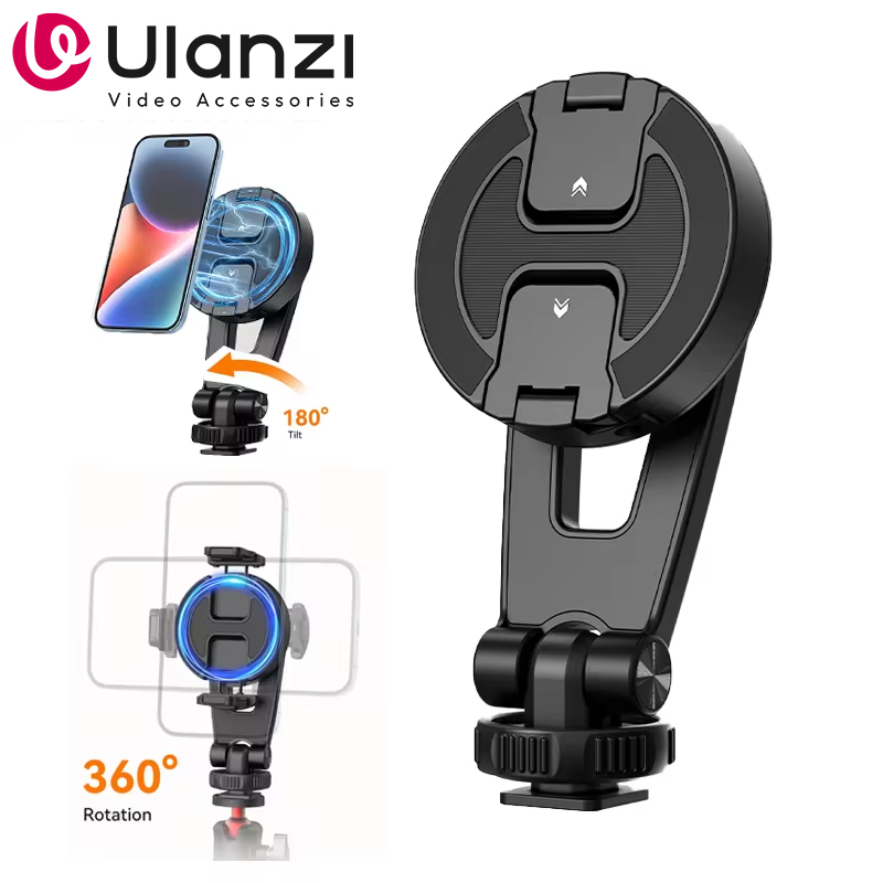 Ulanzi MA47 Magsafe Magnetic Phone Clamp for Iphone 15 14 13 12 Android Phone Clip Holder Tripod Mount with 1/4" Screw Cold Shoe