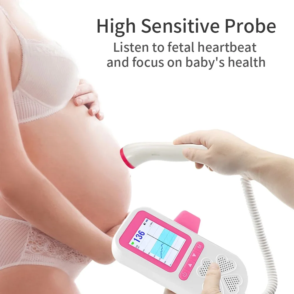 Ultrasound Doppler Fetal Portable Baby Heartbeat Rate Monitor For Pregnancy Fetal Heart Beat Doppler Rechargeable Medical fetal heart rate monitor