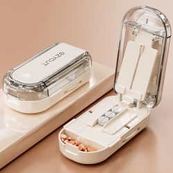 Precision Pill Cutter with Detachable Blade Guard and Portable Storage Box (Bisection White)