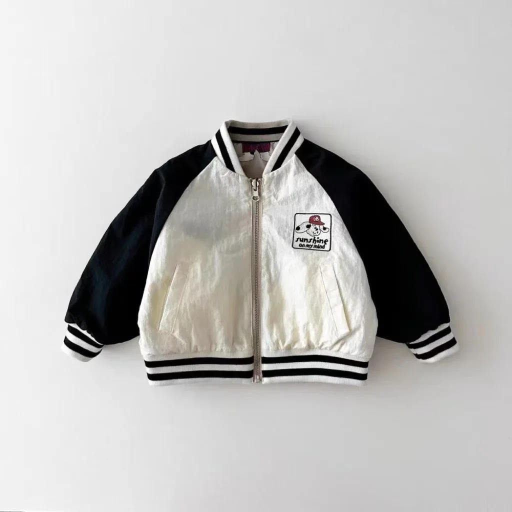 2025 Autumn New Baby Long Sleeve Cartoon Coat Children Double Sided Jacket Infant Girl Baseball Uniform Toddler Boy Cute Jacket
