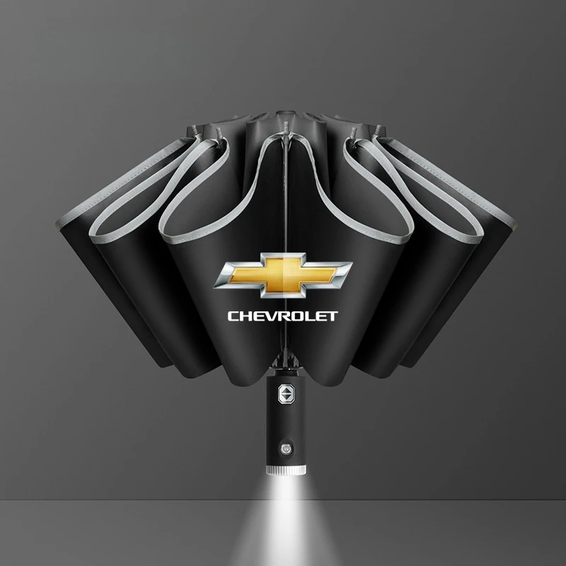 Car Windshield Sunshade Car Logo Umbrella Car Led Light Automatic Folding Windproof Sunshade Umbrella For Chevrolet Aveo Bolt Cavalier Cruze Onix Orlando Silverado Spark