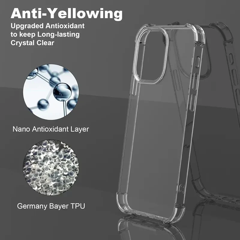Luxury Shockproof Clear Silicone Phone Case - Transparent Slim Bumper Shell Back Cover