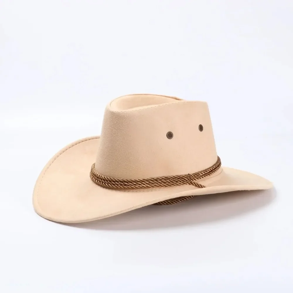 Men's Summer Sun Hat Solid Color Cool Western Cowboy Hat Plain Solid Color Men's Peaked Cap Western Rope Knight Cowboy Шапка