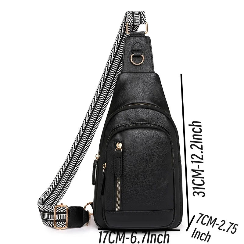 PU Women's Chest Bag Single Shoulder Crossbody Bag Large Capacity Backpack Girl's Shoulder