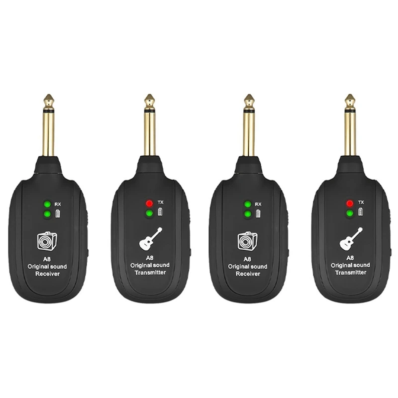 

2X Guitar Wireless System 20Hz-20Khz Acoustic Transmission Rechargeable Transmitter Receiver For Electric Guitar Bass