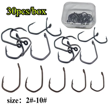 30pcs/boxed Diamond Shaped Fish Hook with Barbed High Quality Sharp Fishing Tackle Hook 5 Sizes Available Fish Hook Accessorie