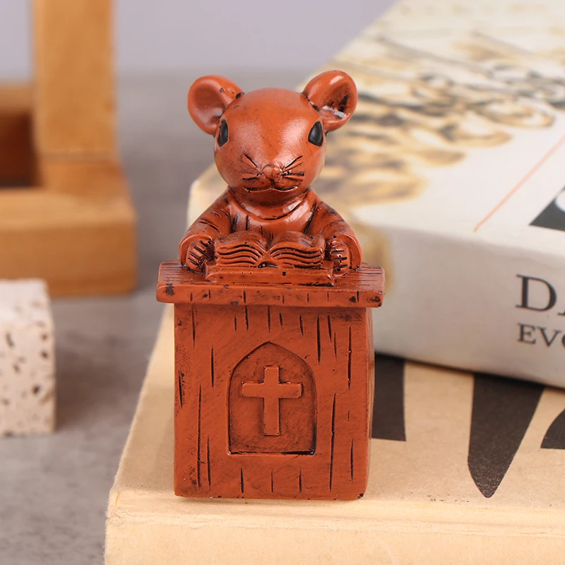 

Collectibles Figurines Christ Bookshelf Art Craft Garden Decor Pulpit Church Mouse Statue For Home Resin Bedroom Gift