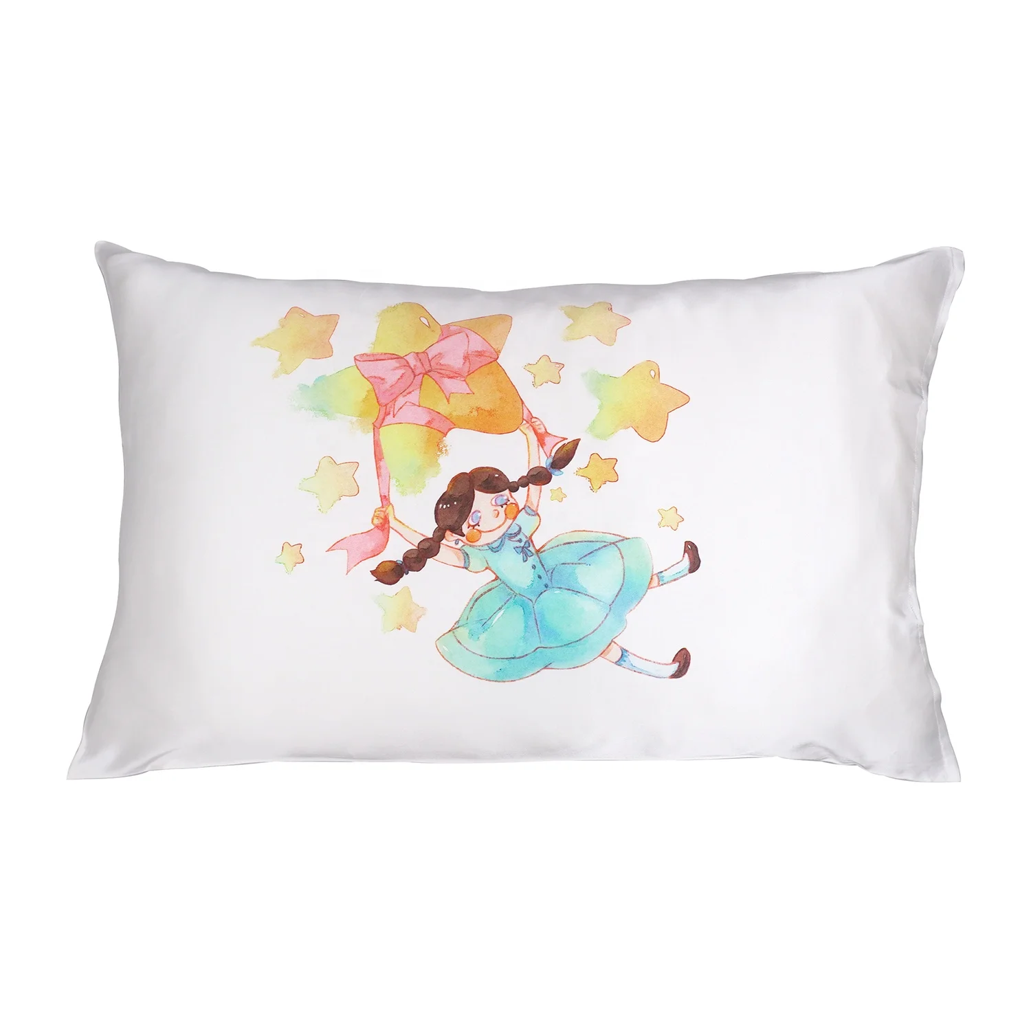

Girl&Star 100% Mulberry Silk Pillowcase 16mm Mother And Children Cover Printing