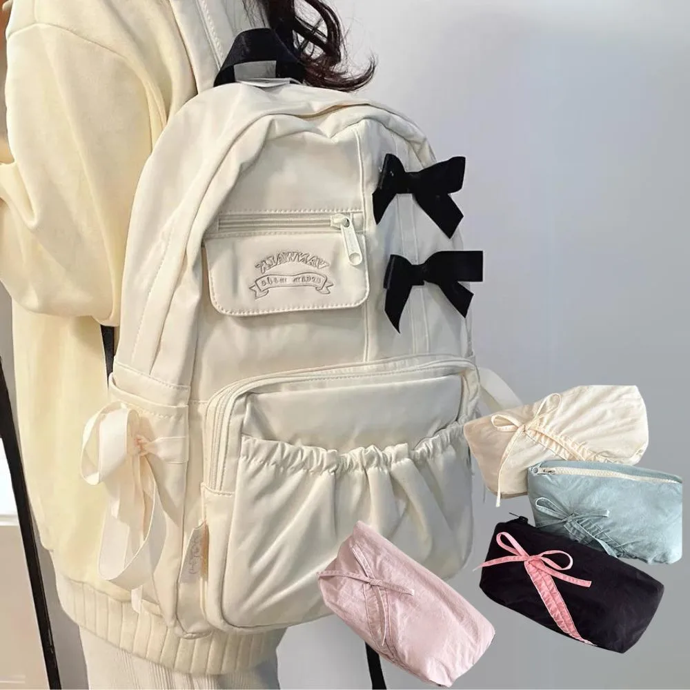 Waterproof Large-capacity Fashion Women Backpack White School Bags For Teenage Girls Canvas Casual Daypack Bag Travel Backbag 1