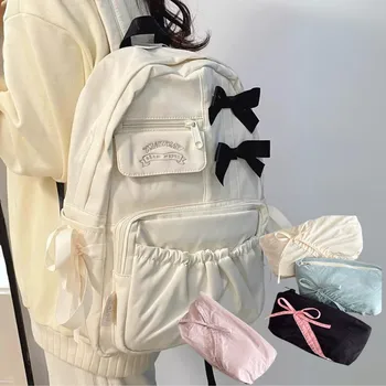 Waterproof Large-capacity Fashion Women Backpack White School Bags For Teenage Girls Canvas Casual Daypack Bag Travel Backbag 1