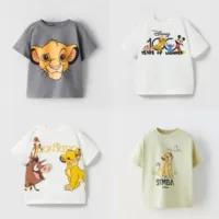 Disney Summer Clothing Short Sleeve TShirt New Cartoon Print Tops Kid Fashion Casual Simple Base Shirt 2024 Children Costume 1