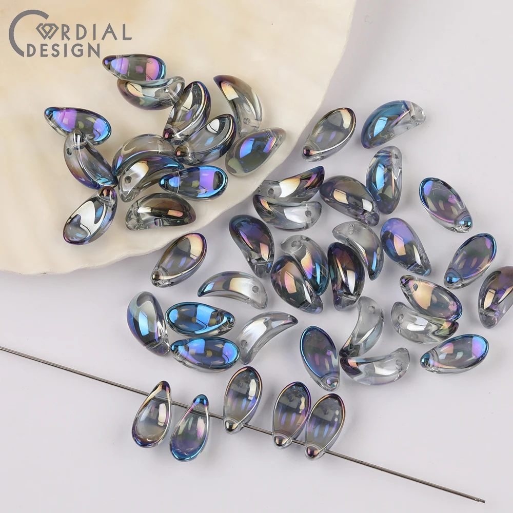 Cordial Design 6*13MM 400pcs Beads Making/Aurora Effect/DIY Glass Bead/Hand Made/Petal Shape/Jewelry Findings & Components - cordial