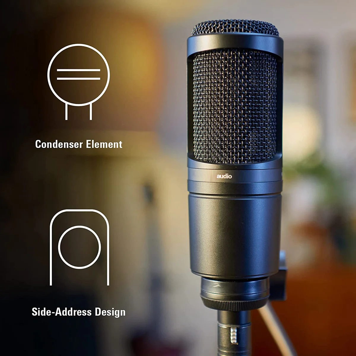 Audio AT Cardioid Condenser Microphone 20-20000Hz Three Pin XLRM Male Microphone for Recording Anchor Karaoke MIC YDH