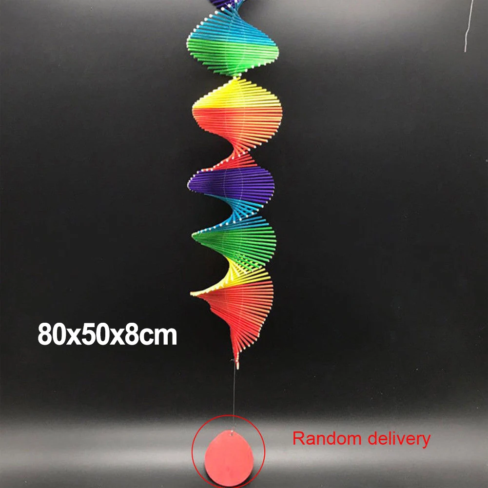 Wood Wind Chimes Colorful Rainbow Wind Spinner Mobile Chime Lawn Spiral Party Home Decor Garden Ornament Decor DIY Pendant
