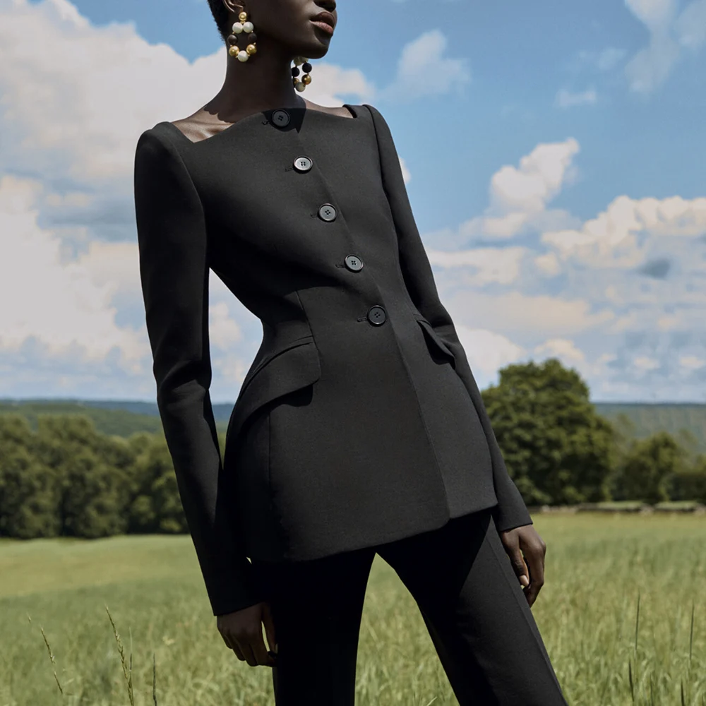 Women Spring Summer Suit For Women Black Jacket Pants Wedding Party 2-Piece Suits Top Quality Casual Slim Fit Clothing