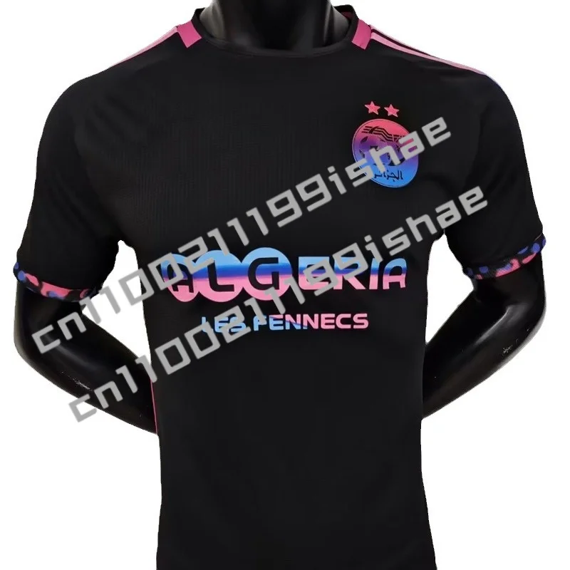 여름 신상 24-25 프린트 알제리 스페셜 에디션 축구 유니폼 3D 프린트 패션 반팔 티셔츠 남녀 공용