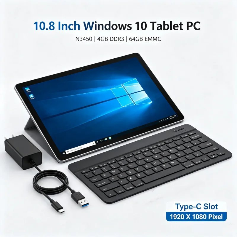 10.8 Inch T10 CWI540 Windows 10 Tablet PC 4GB DDR3-RAM 64GB EMMC ROM N3450 CPU Quad Core 64 Bit 1920 X 1080 Pixel Type-C Slot