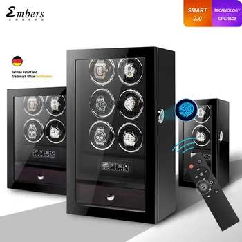 Embers Mechanical Watch Winder Automatic Winding Wooden Watch Storage Box Fingerprint Safe With Jewelry Box
