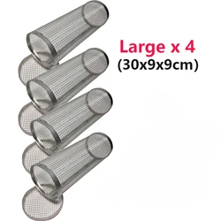 Outdoor Round Rolling Grill Basket for BBQ and Camping Cookware (Large Basket x4)