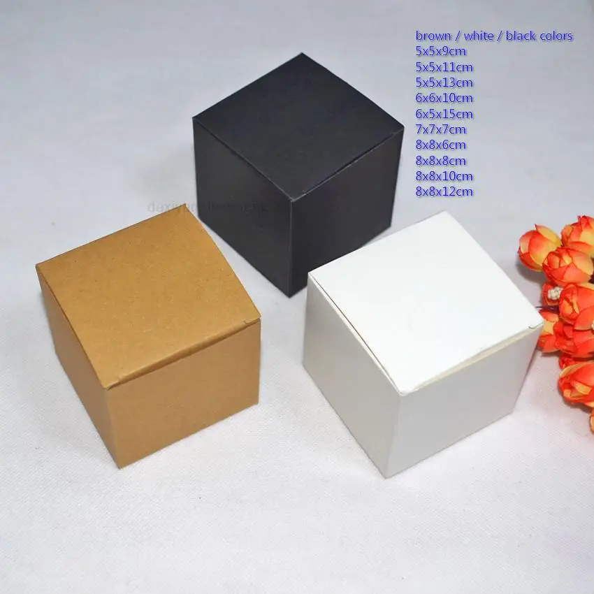 

2021 50pcs 5x5/6x6/7x7/8x8cm Kraft Paper Boxes 3colors Diy Lipstick Perfume Essential Oil Bottle Packaging Valve Tube Package