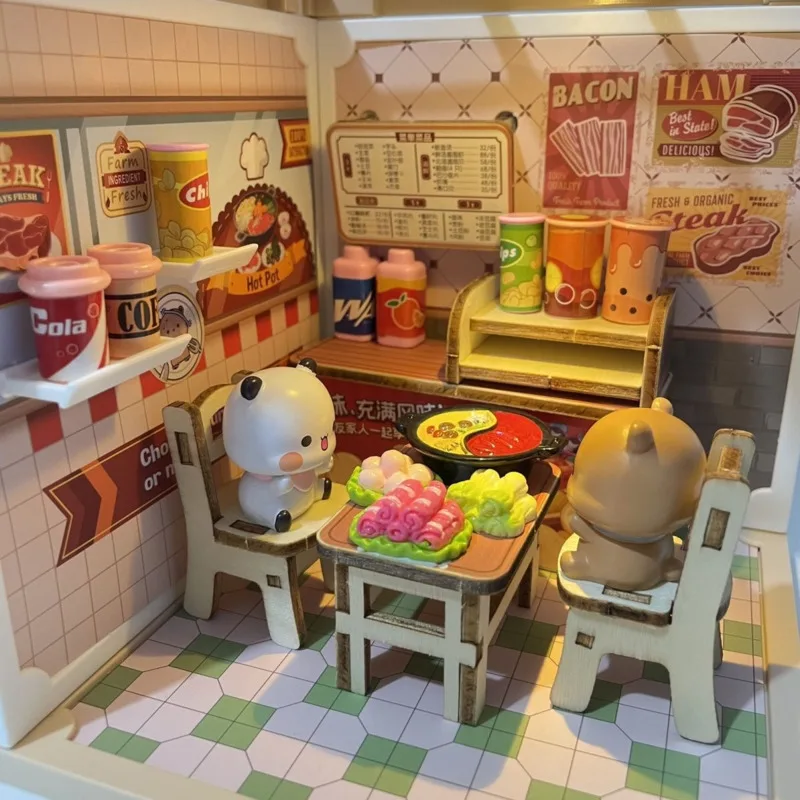 Kit di personaggi Bubu e Dudu, casa Hotpot, graziosa micro-scena femminile, decorazione da scrivania, mini ornamento per la stanza, regalo per la fidanzata - immagine 5
