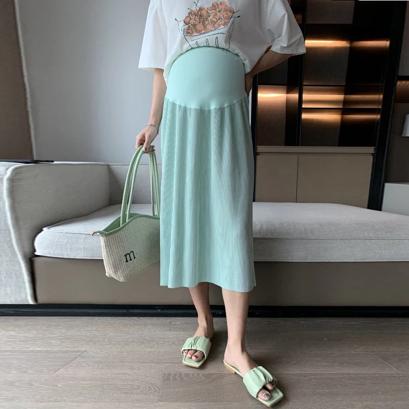 Pregnant Women's Half length Pants Skirt Summer Casual Pleated Chiffon Skirt Summer versatile mid Length Fashion Ice