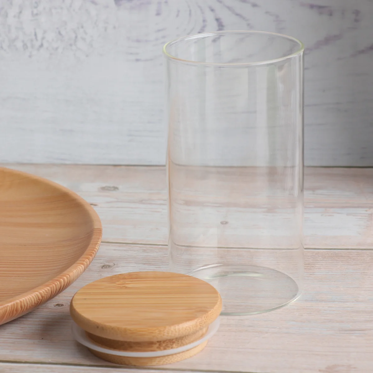 Transparent Airtight Food Storage Jars with bamboo Lids For Kitchen Pantry Organization and Seasoning Storage storage jar