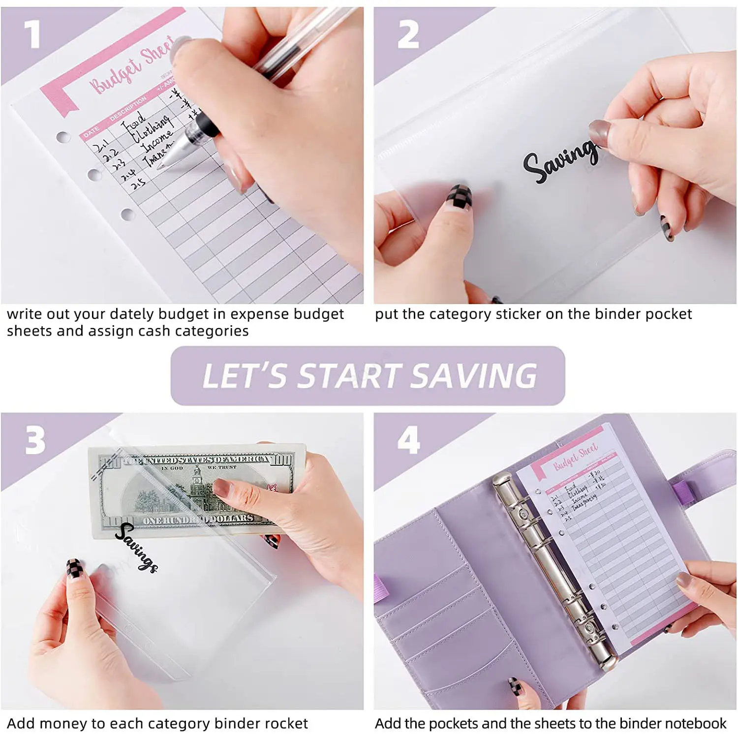 A6 Macaron Colorful Money Budget Planner Binder Zipper Envelopes Cash Envelopes For Budgeting Money Organizer For Budget Binde budget binder notebook budget binder cash envelopes