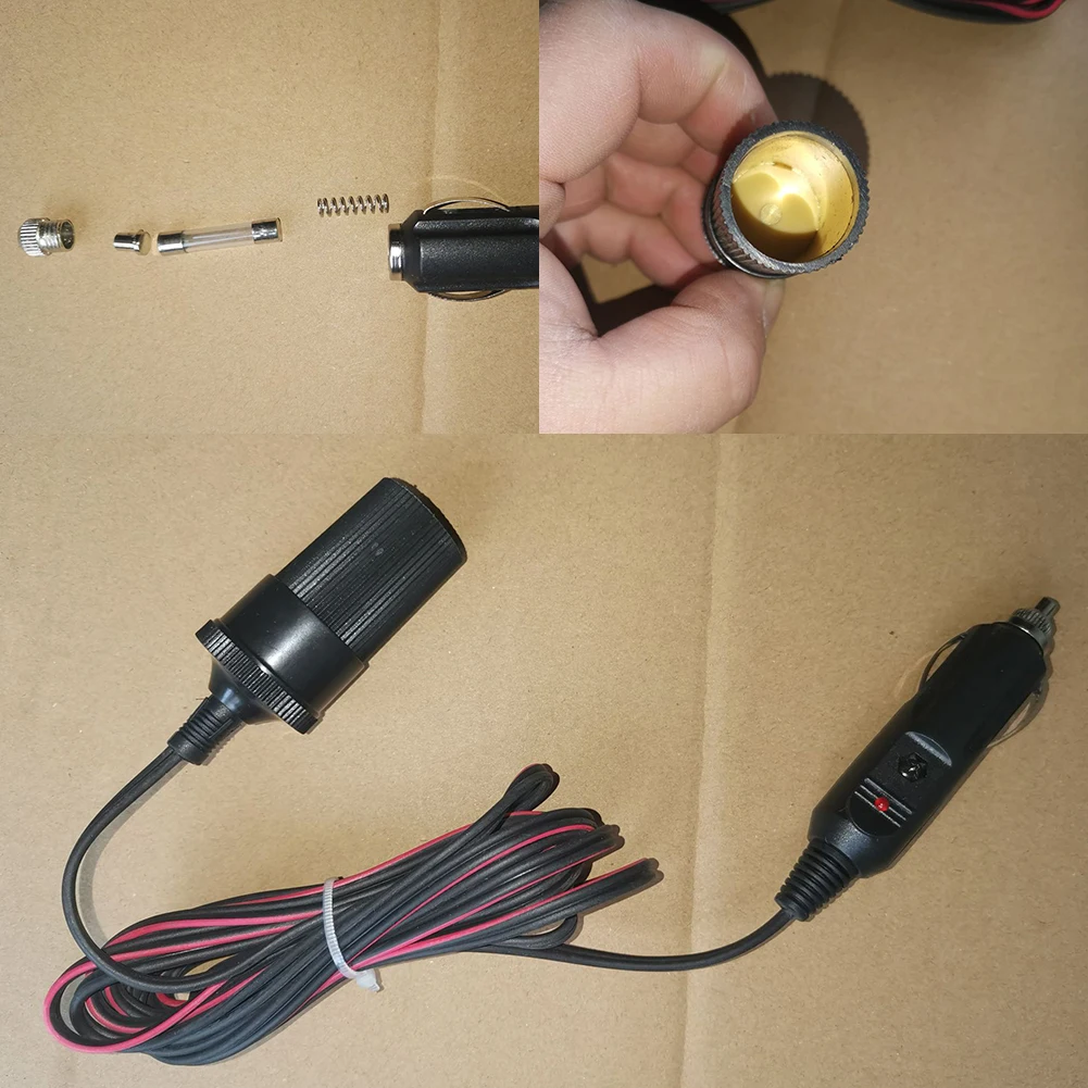 2M/5M Car Charger 12/24V 10A Car Socket Power Adapter Heavy Duty Extension Cable Cigarette Lighter Socket Extension Cord Cable