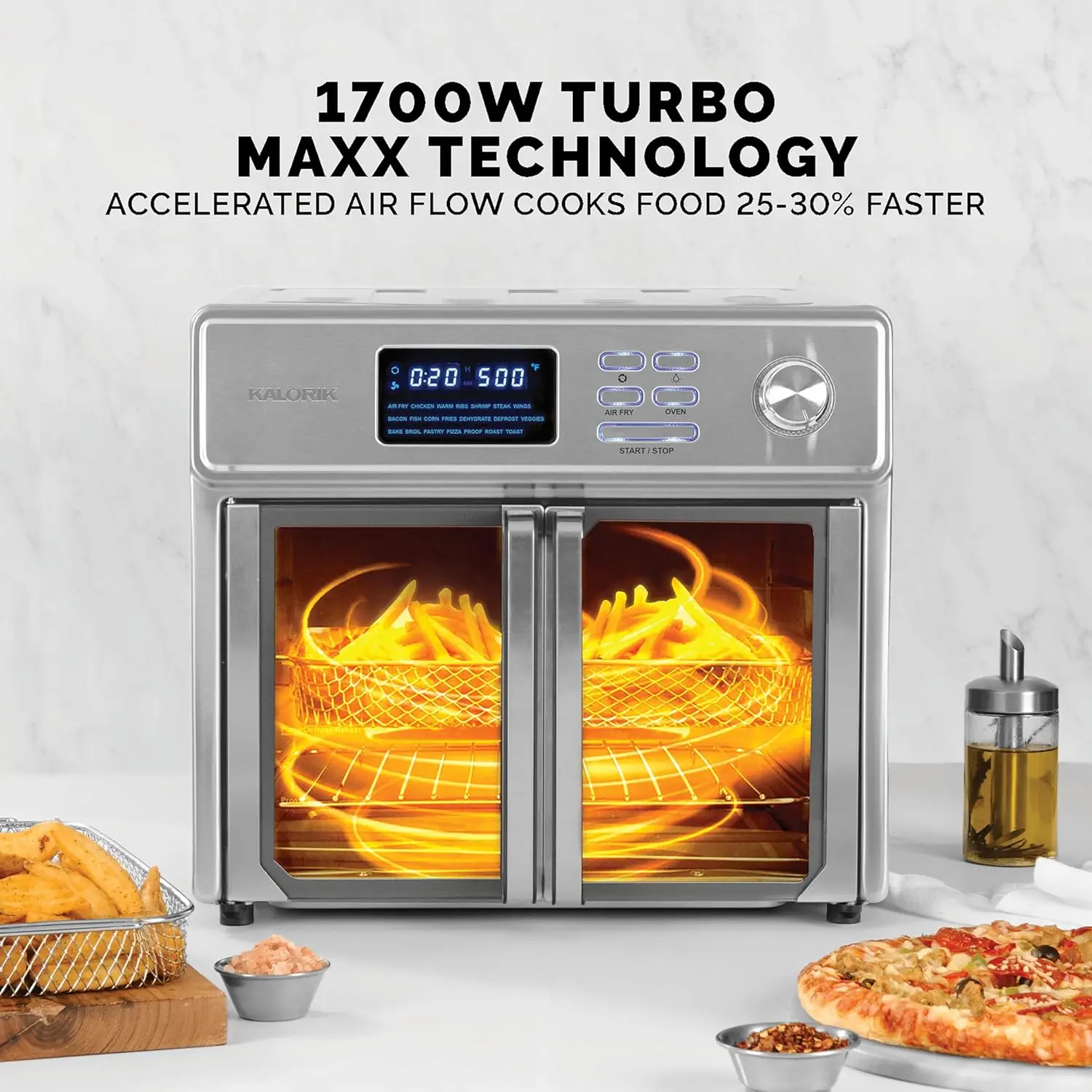 MAXX® Digital Air Fryer Oven, 26 Quart, 10-in-1 Countertop Toaster Oven & Air Fryer Combo-21 Presets up to 500 degrees, Includes 2