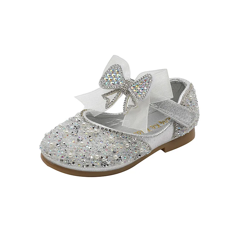 Rhinestone Sequins Girls Princess Shoes Children Party Dance Shoes Student Spring Autumn New Flats Kids Performance H125