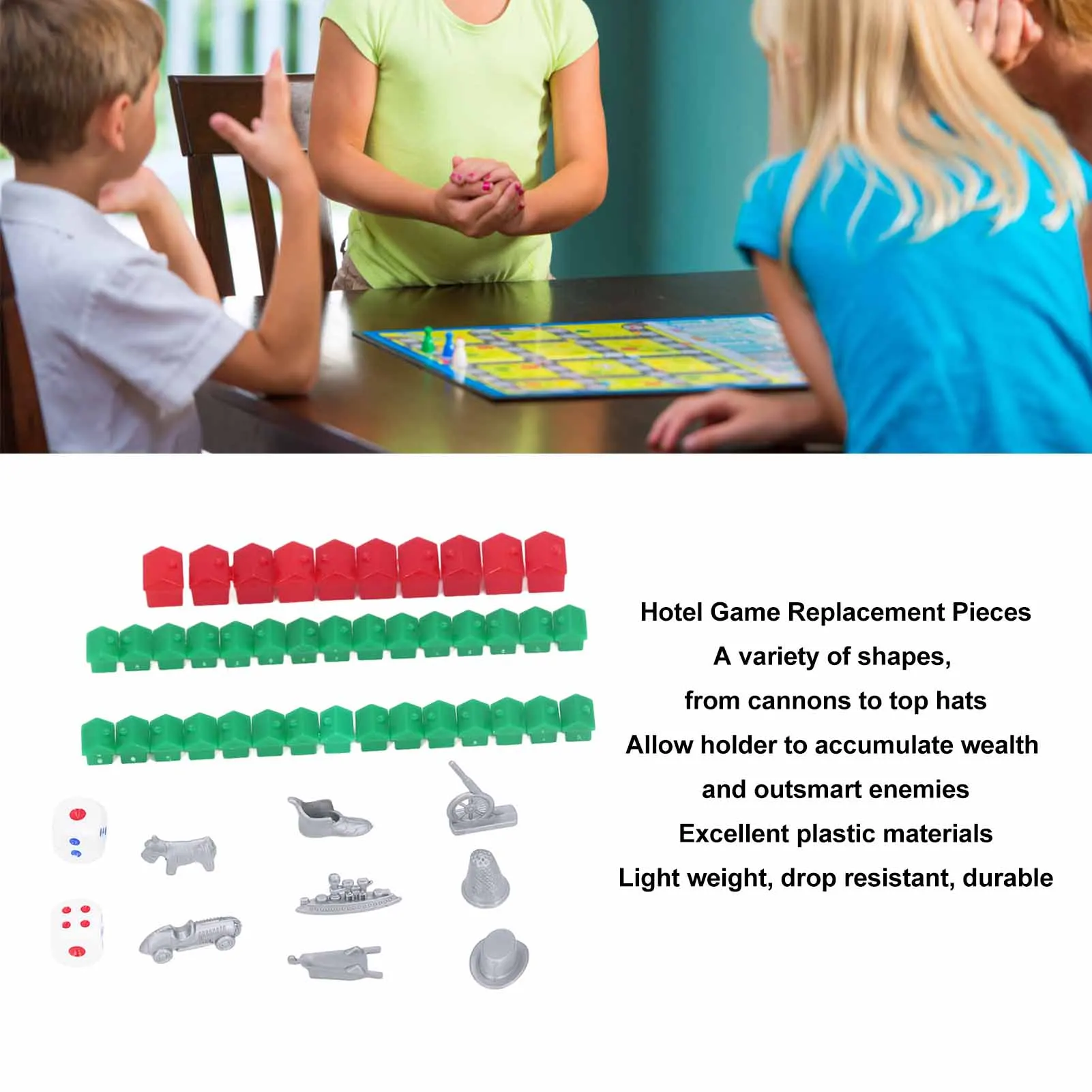 Board Game Replacement Pieces Plastic Houses for Monopoly Chess Pieces Supplement