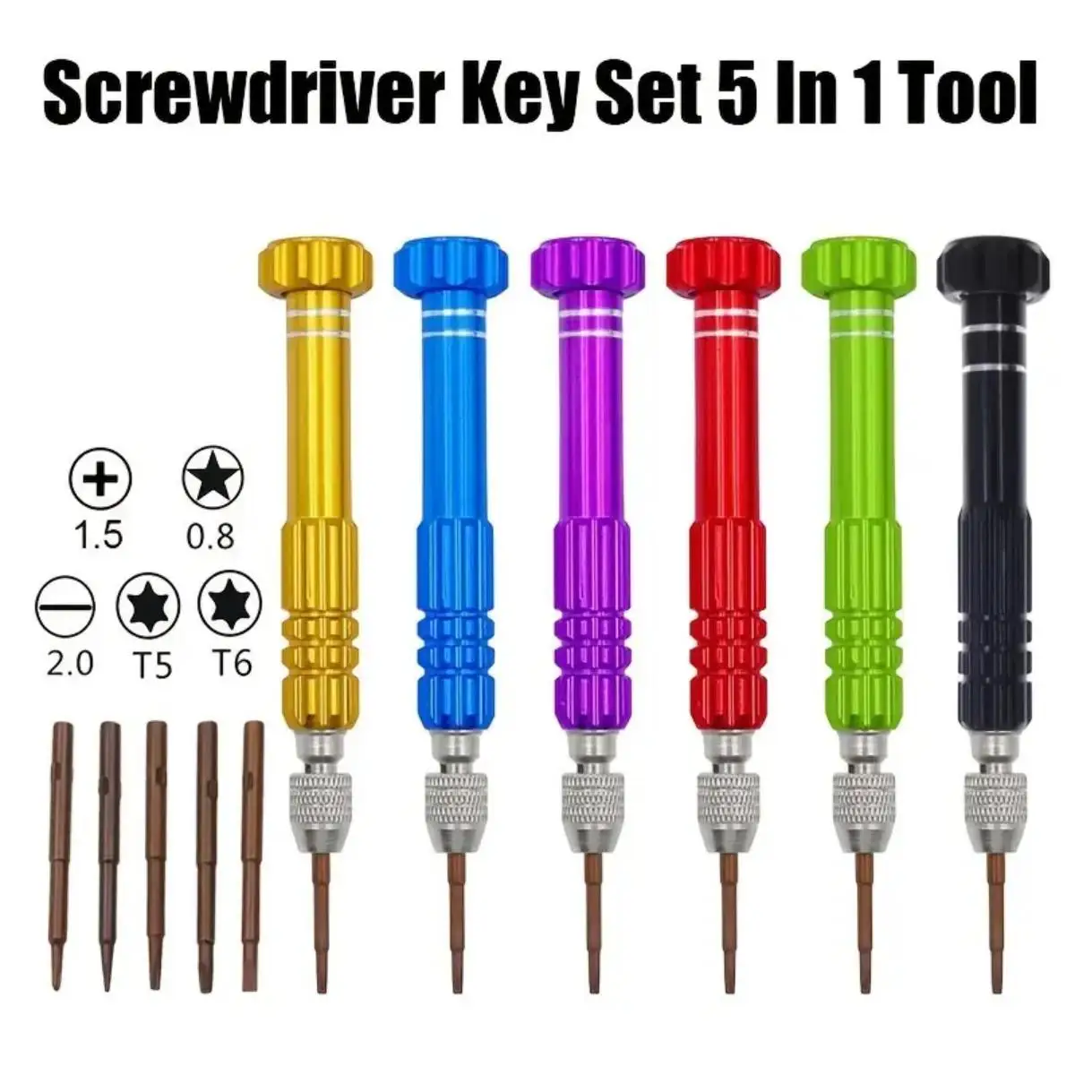 1pc 5-in-1 Multifunctional Small Screwdriver Kit Repair Tool for Eyeglass, Sunglasses, Electronics, Cellphone, Jewelry and More 3