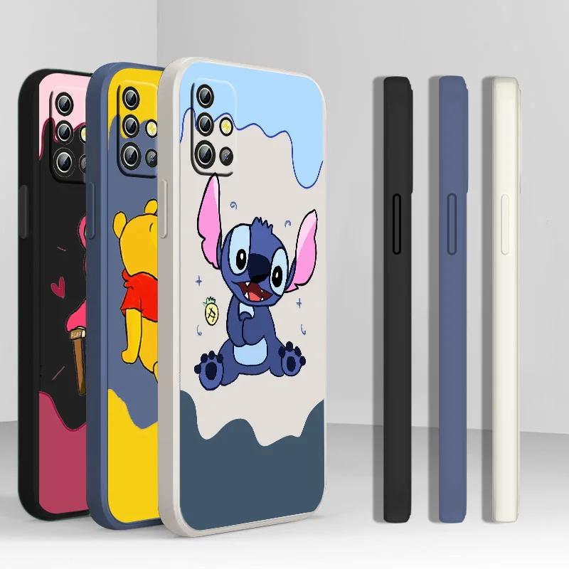 

Stitch Winnie the Pooh Strawberry Bear Phone Case Liquid Rope For OPPO Reno 7 6 SE Z Find X5 X3 X2 Neo Lite Pro Funda Cover Back