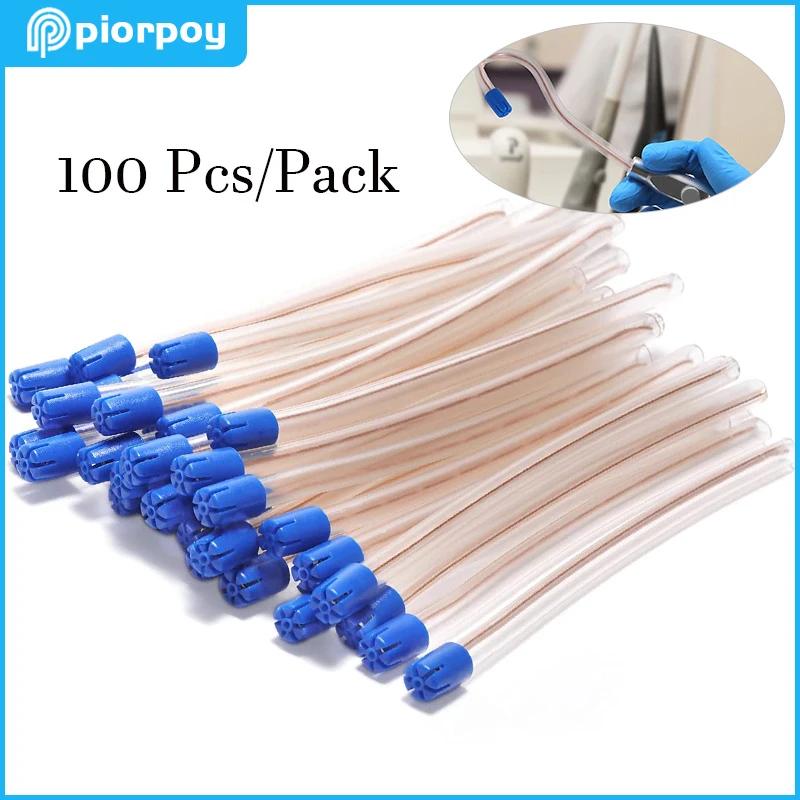 

100 Pcs Disposable Saliva Ejector Dental Low Volume Suction Tips Aspirator Tube Spray Nozzles Oral Care Tool Dentistry Materials